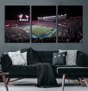 Ben Hill Griffin Stadium Night Game Triple Canvas Wall Art -