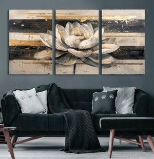 Lotus Flower Wall Art – Framed Abstract Floral Canvas