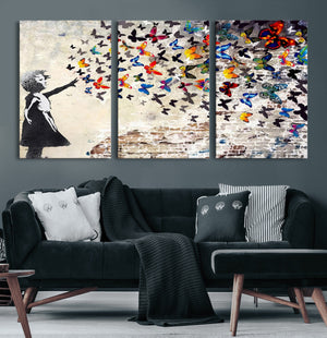 Banksy Graffiti Wall Art Canvas Print: Girl Releasing
