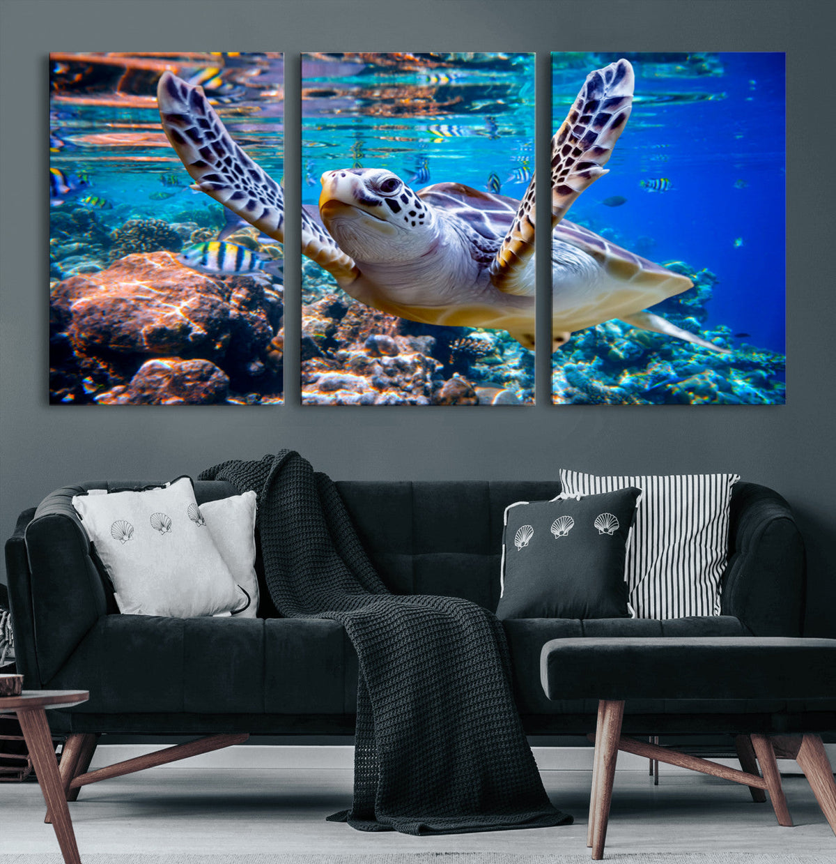 Underwater Sea Turtle Wall Art Canvas Print – Vibrant Ocean