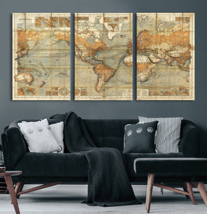 Push Pin World Map Canvas Print – Travel Tracker Wall Art
