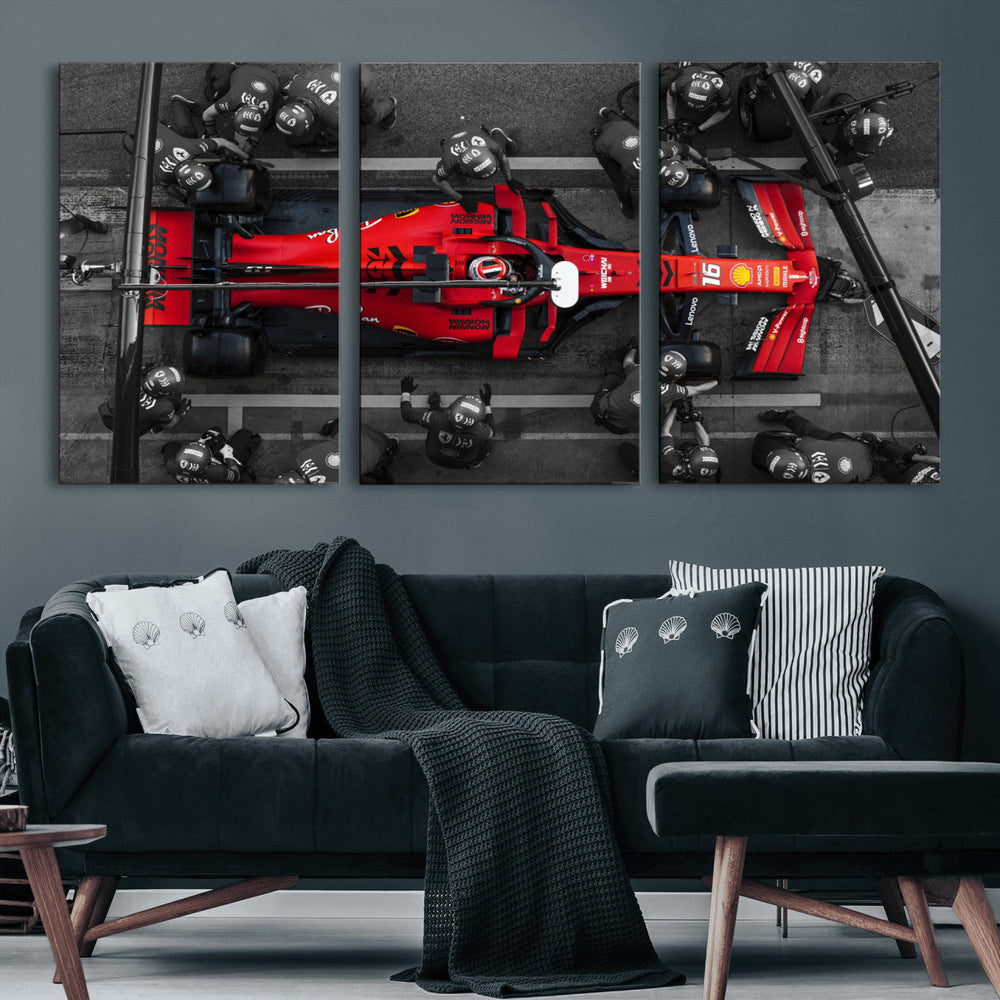Ferrari Pit Stop Canvas Wall Art – Precision and Speed