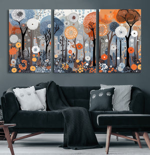 Abstract Winter Landscape Canvas Wall Art Print - Large