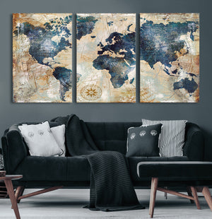 World Map Canvas Print – Framed Wall Art for Couples,