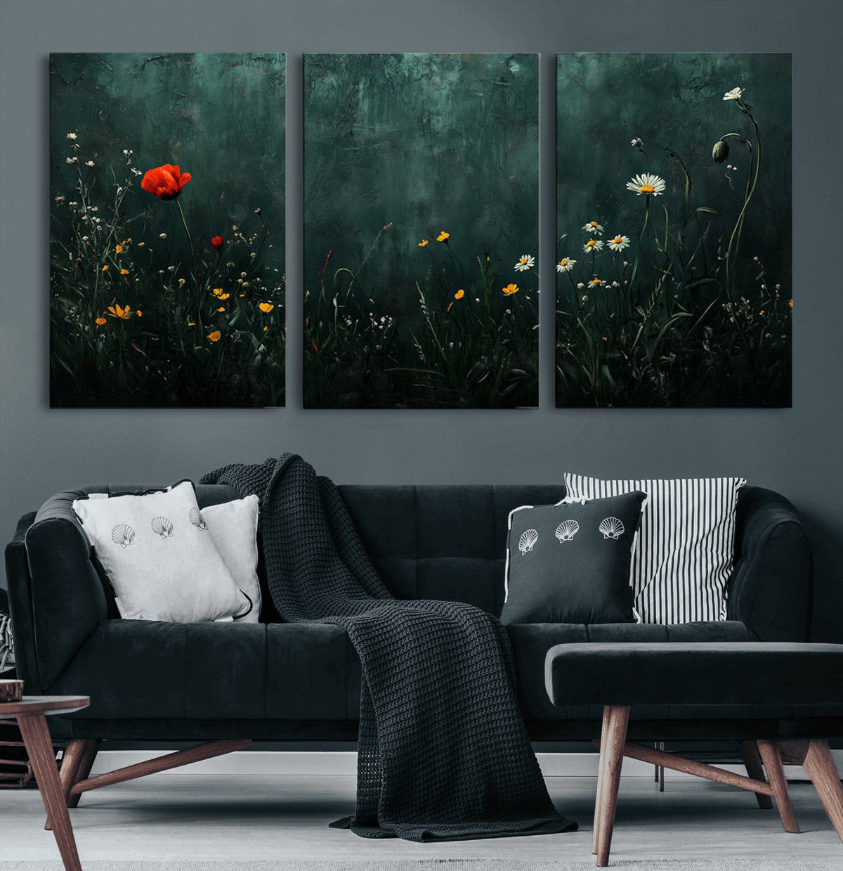 Wildflower Field Framed Wall Art, Vintage Botanical