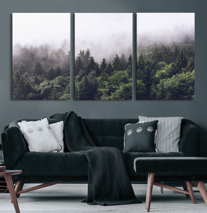 Misty Forest Wall Art | Foggy Forest Canvas Print | Large