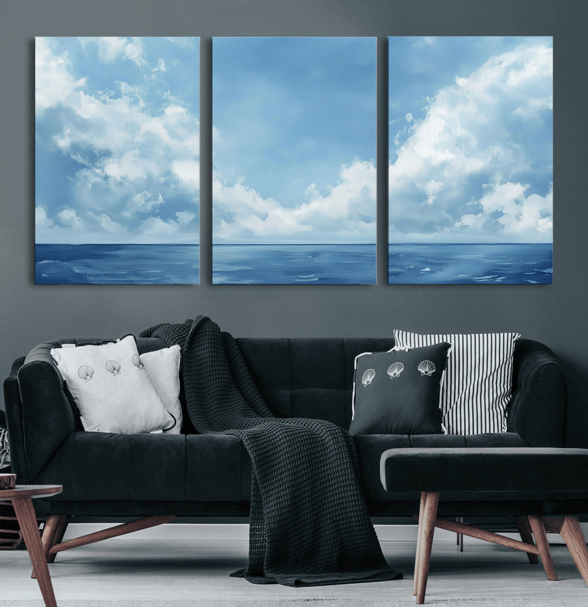 Abstract Ocean Print Artwork- Serene Blue Ocean Canvas Wall