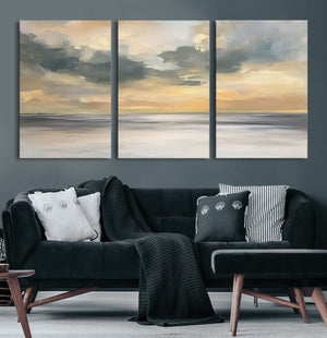 Modern Coastal Artwork with Vibrant Abstract Ocean Waves