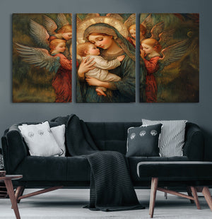 Mary Jesus Canvas Wall Art Print - Madonna and Child with