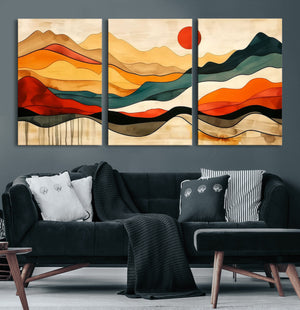 Mid Century Wall Art Print  - Abstract Woodland Print -