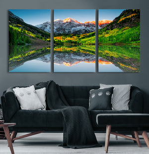 Majestic Snow-Capped Peaks Wall Art Canvas Print, Vibrant