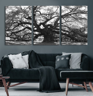 Ancient Oak Wall Art Canvas Print, Majestic Twisted Branches