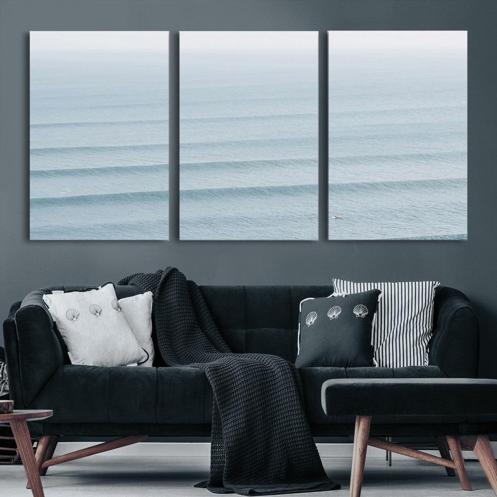 Ocean Waves Wall Art Canvas Print – Framed Solo Surfer Wave