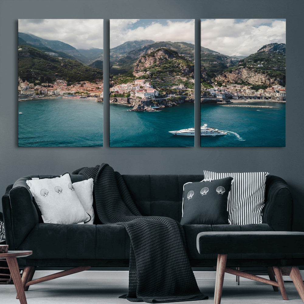 Amalfi Coast Wall Art – Framed Italian Seaside Canvas