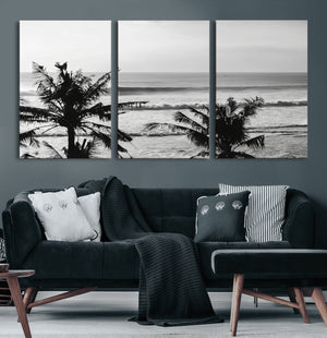 Tropical Coastline Wall Art Canvas Print – Framed Palm Trees