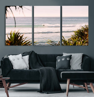 Ocean Surfer Wall Art Canvas Print – Framed Coastal Surf Art