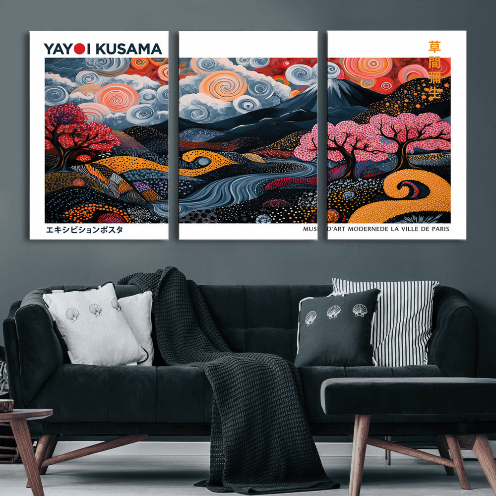 Modern Japanese Wall Art Canvas Print – Framed Abstract