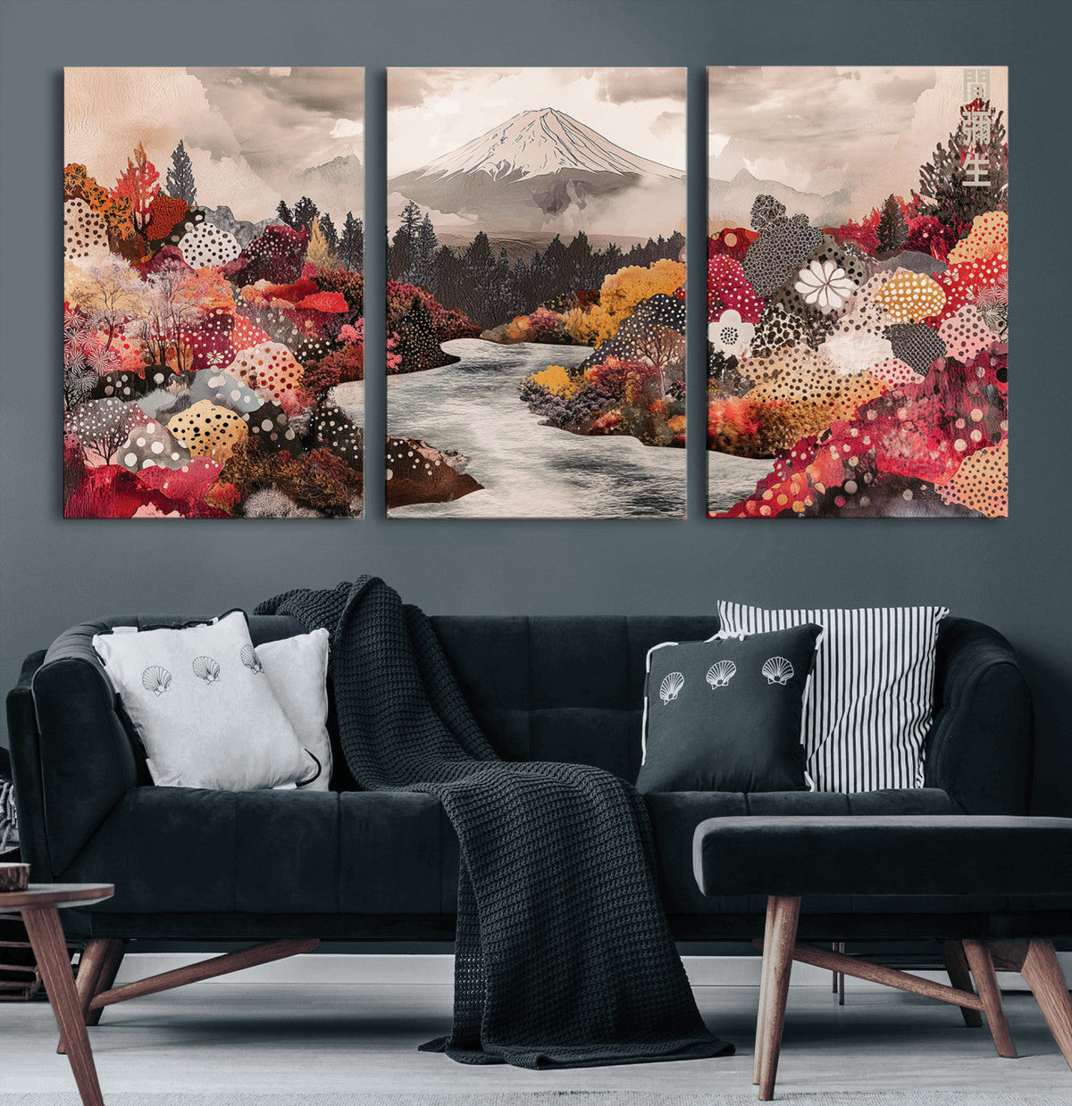 Mountain Wall Art Canvas Print – Framed Autumn Forest