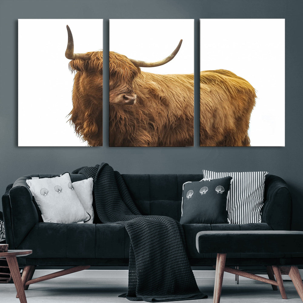 Highland Cow Wall Art Canvas Print – Framed Farmhouse Rustic