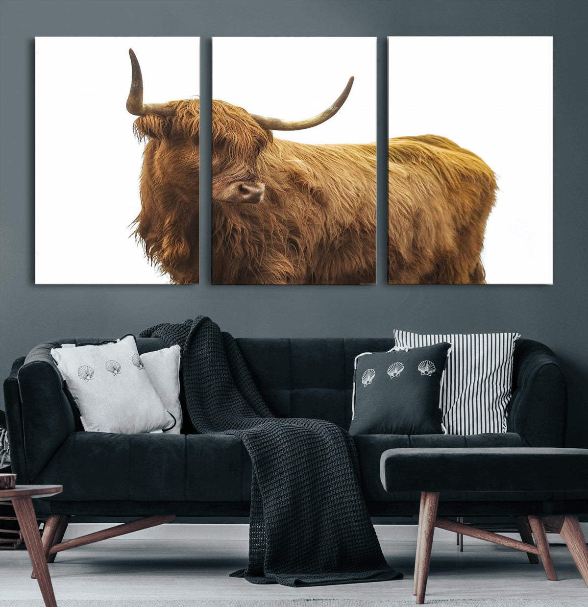 Highland Cow Wall Art Canvas Print – Framed Farmhouse Rustic