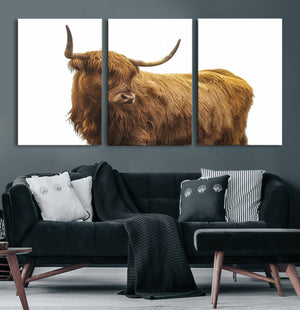 Highland Cow Wall Art Canvas Print – Framed Farmhouse Rustic