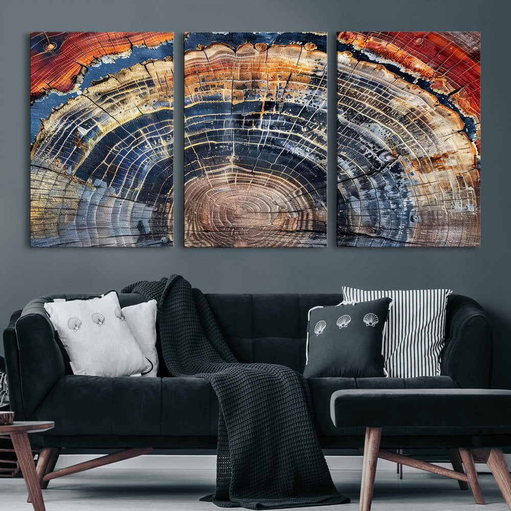 Tree Rings Wall Art Canvas Print – Framed Wood Art Picture