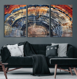 Tree Rings Wall Art Canvas Print – Framed Wood Art Picture
