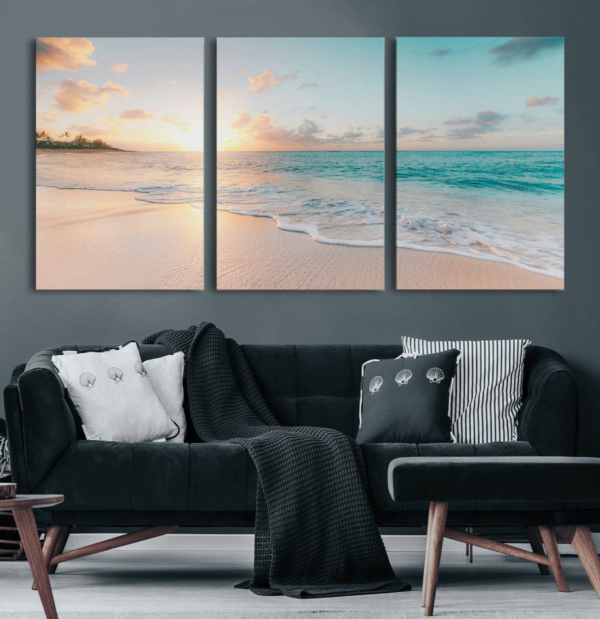 Beach Sunset Wall Art Canvas Print – Framed Ocean Waves
