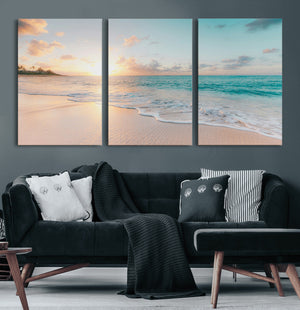 Beach Sunset Wall Art Canvas Print – Framed Ocean Waves