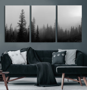 Misty Pines Wall Art Canvas Print – Framed Woodland