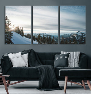 Snowy Mountain Wall Art Canvas Print – Frosty Peaks Alpine