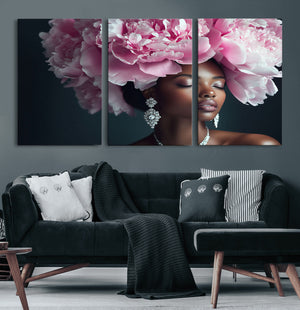 Black Beauty Petal Crown Wall Art Canvas Print – Floral