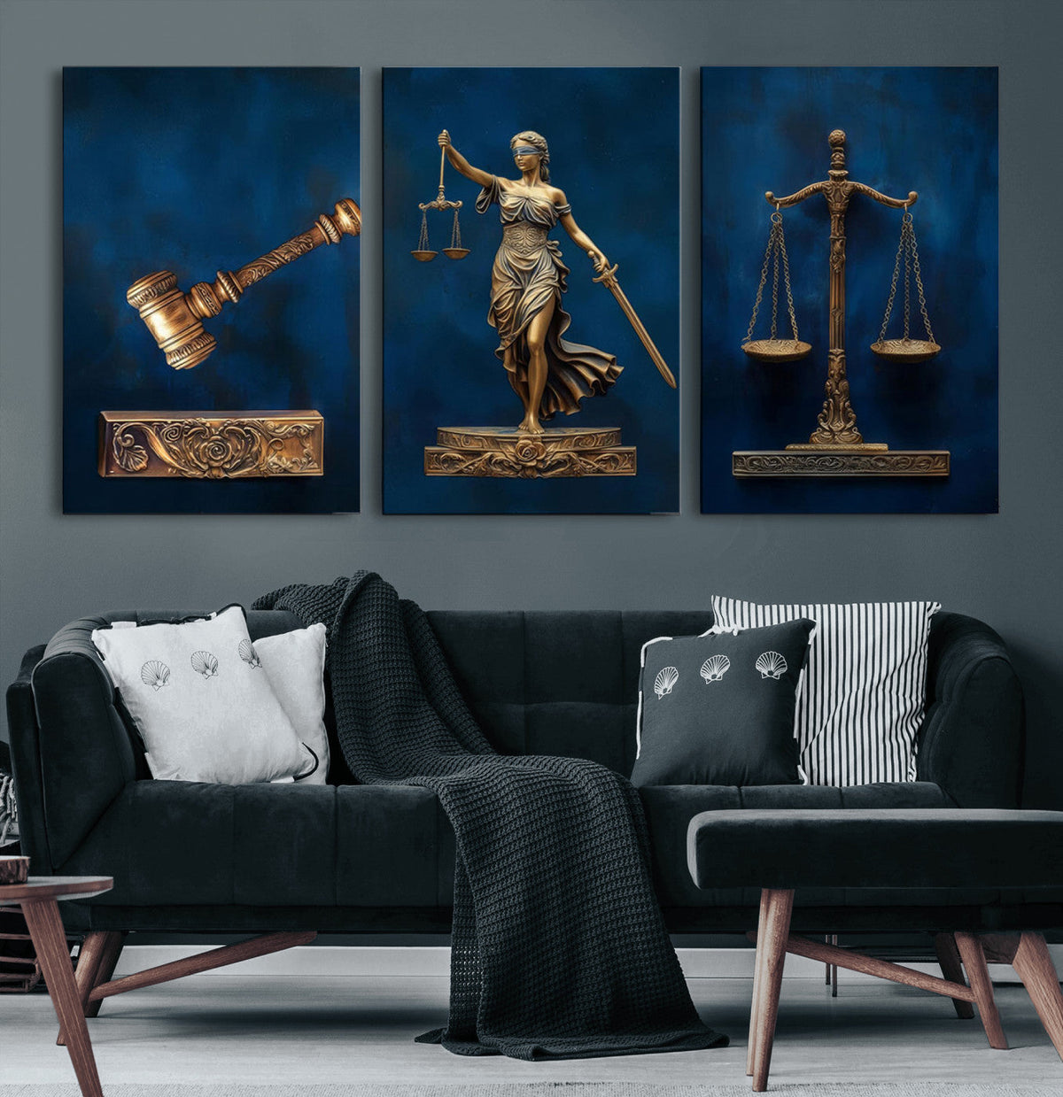 Lady Justice Wall Art Canvas Print – Elegant Gold Legal