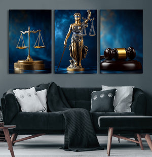 Lady Justice Wall Art Canvas Print – Elegant Gold Legal