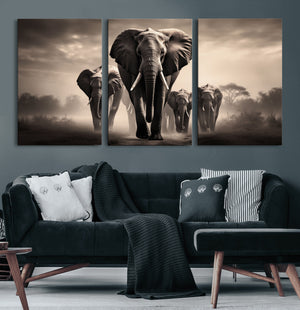 Elephant Family Wall Art Canvas Print, Framed Elephant Wall