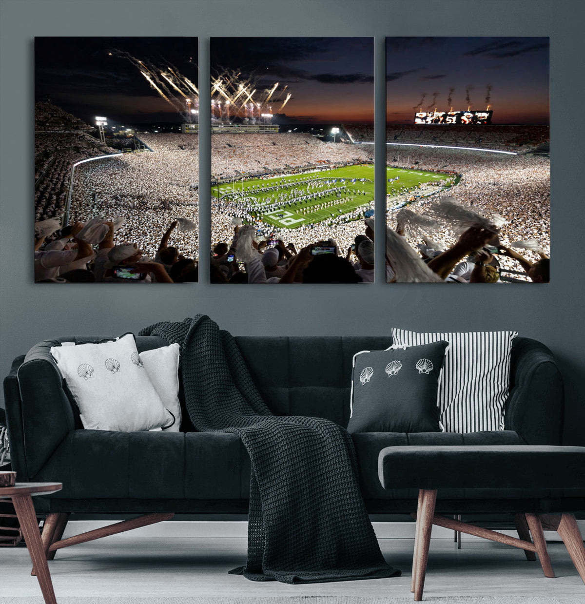 Penn State Stadium Wall Art – White Out Football Game Canvas