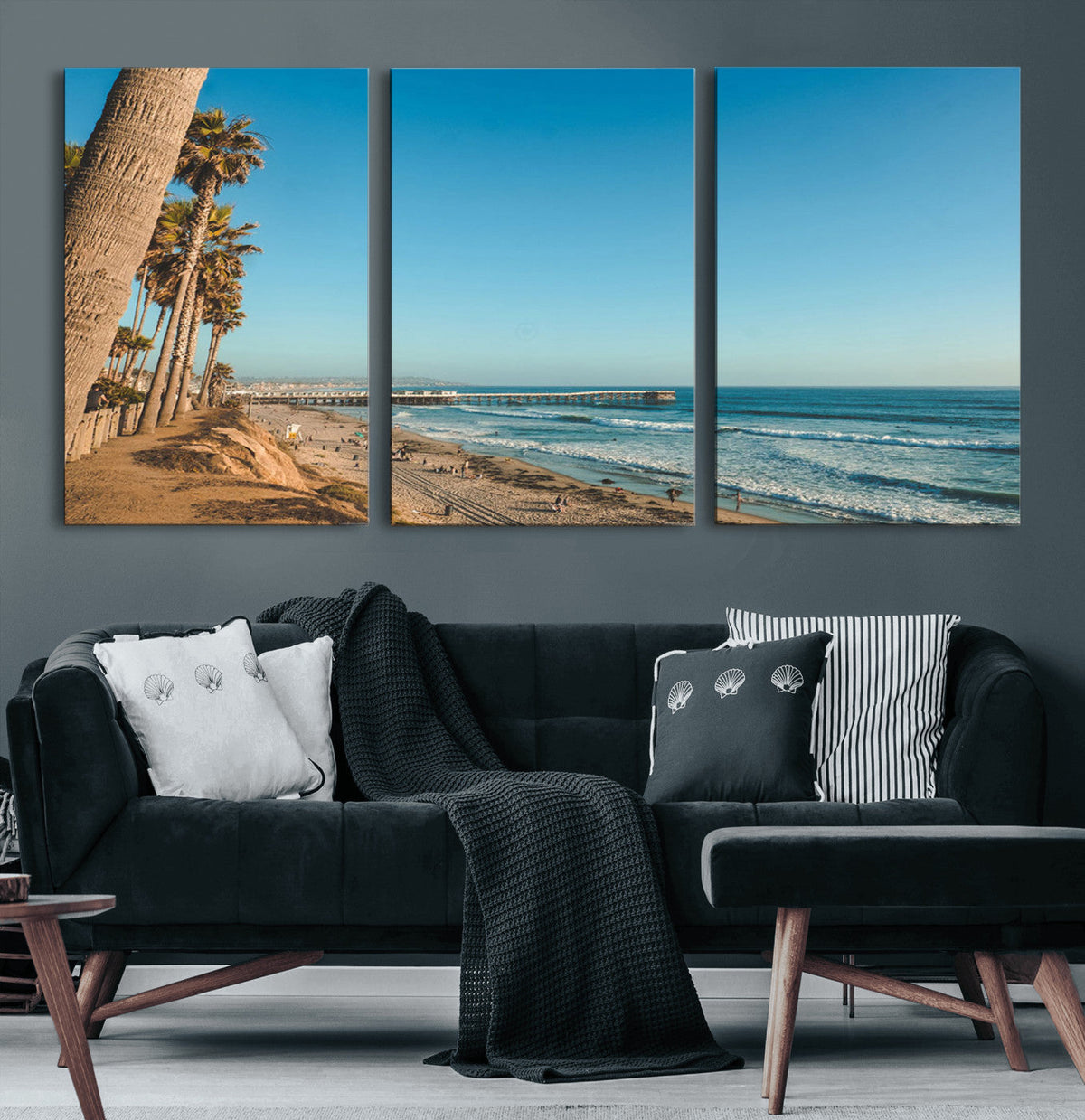 Scenic Beach Wall Art Canvas Print – Tall Palm Trees, Sandy