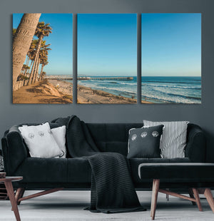 Scenic Beach Wall Art Canvas Print – Tall Palm Trees, Sandy