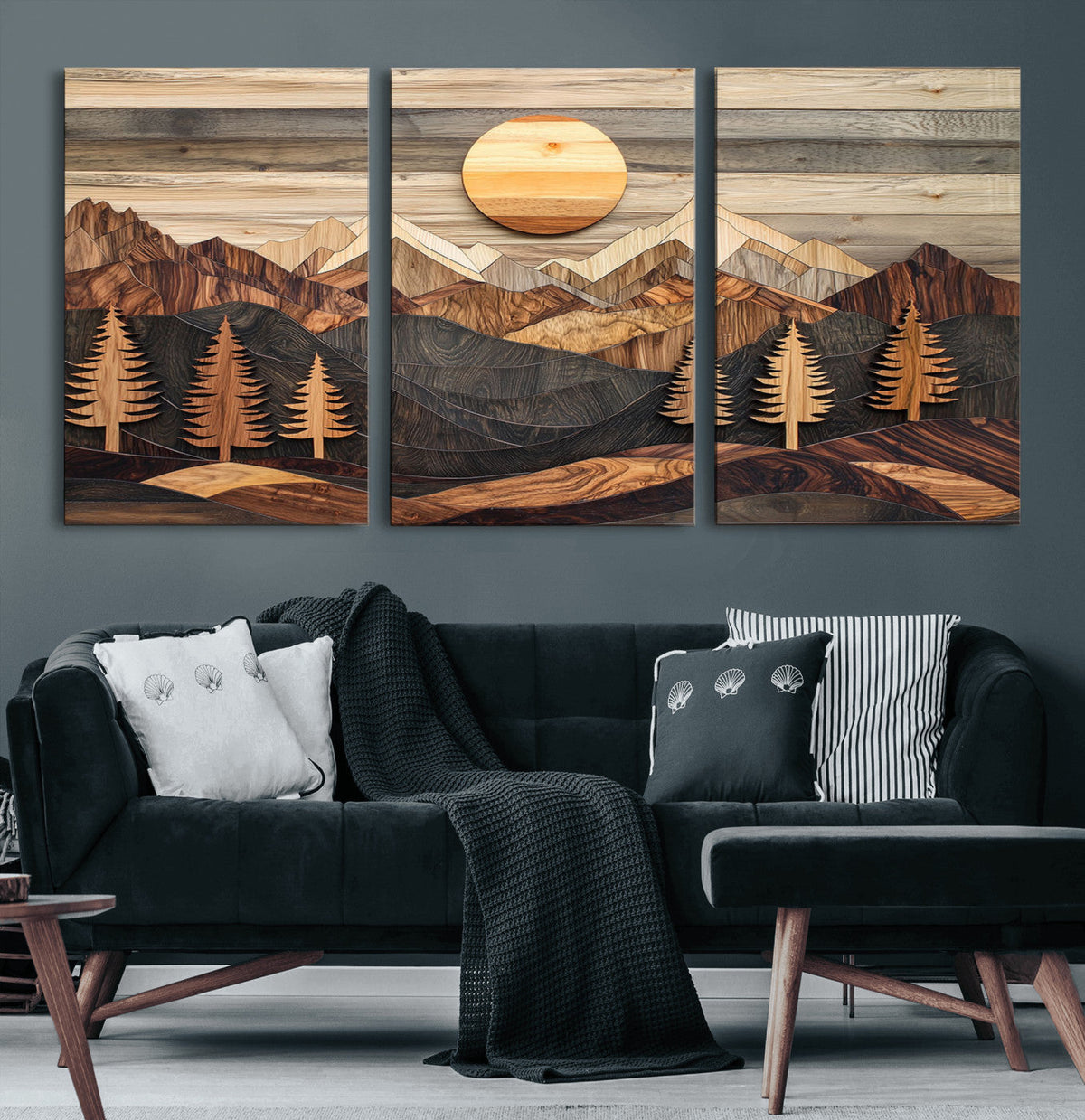 Wood Mountain Wall Art Canvas Print – Layered Forest and