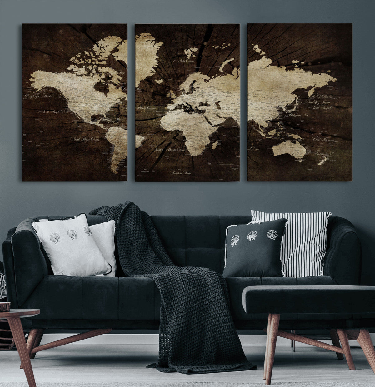World Map Wall Art Canvas Print – Framed Travel Map Wall Art