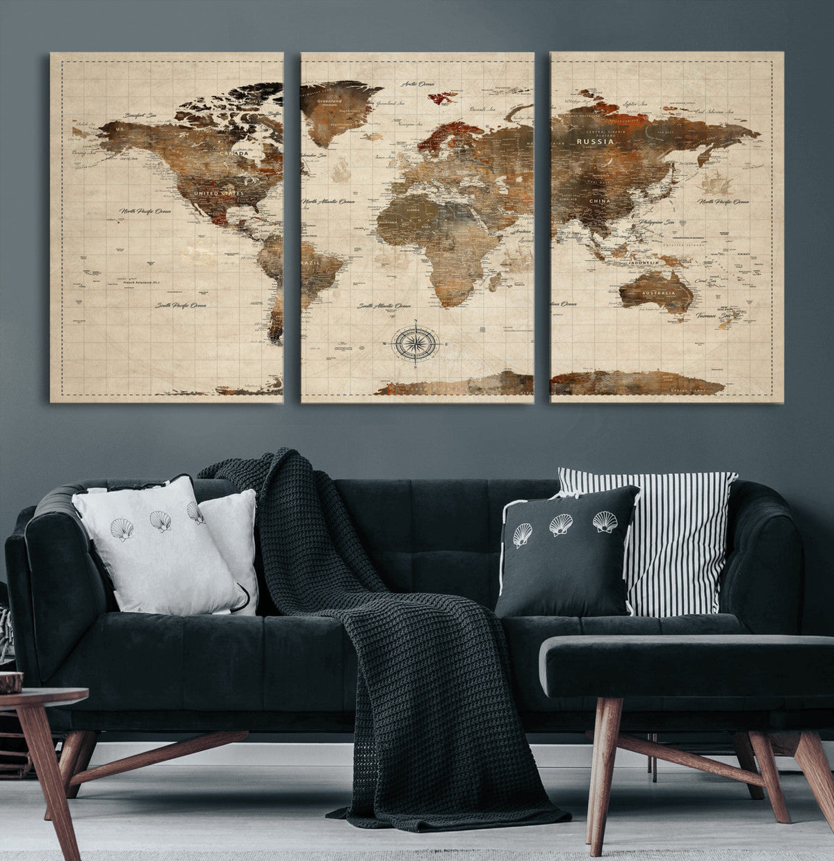 World Map Canvas Print – Framed Detailed Map of the World