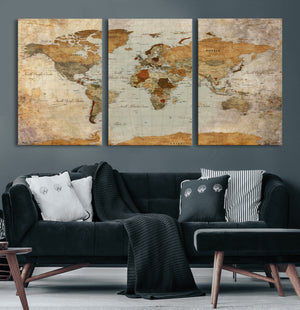 World Map Canvas Print – Detailed Map of the World Wall Art