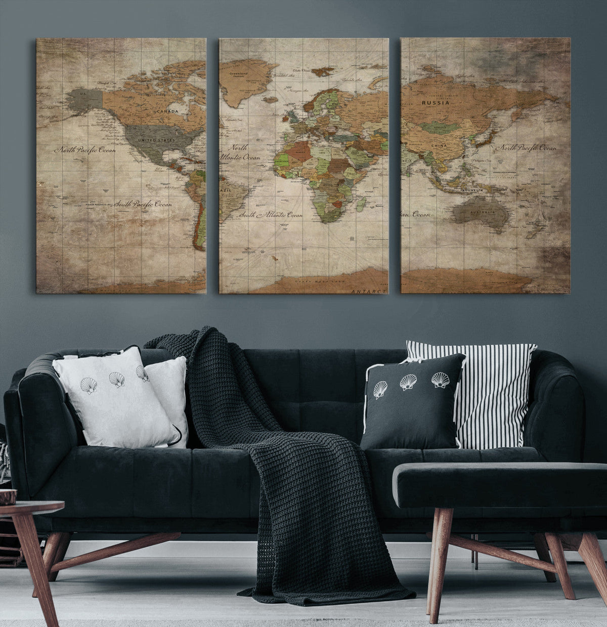 World Map Canvas Print – Framed Travel Map Wall Art for