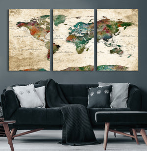 World Map Canvas Print – Framed Detailed Map of the World
