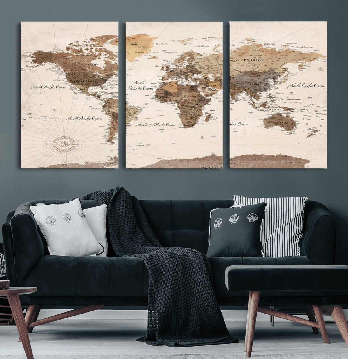 World Map Canvas Print – Framed Detailed Map of the World