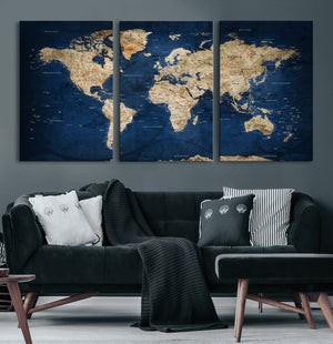 World Map Canvas Print – Framed Travel Map Wall Art for