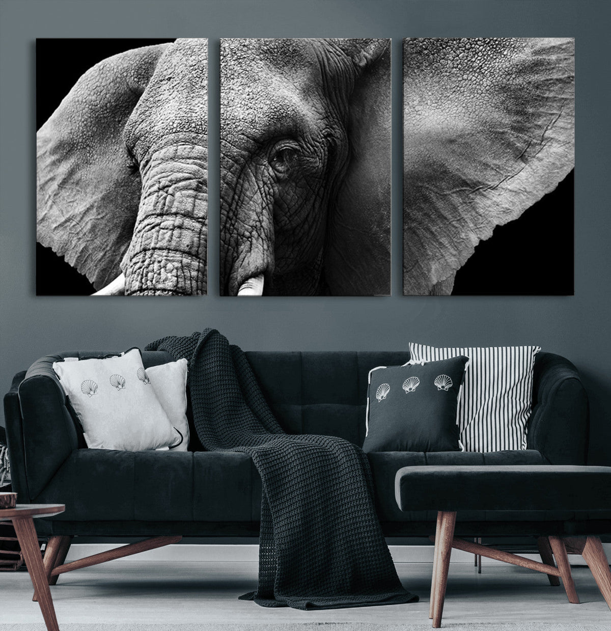 Big Elephant Close Up Wall Art Canvas Print