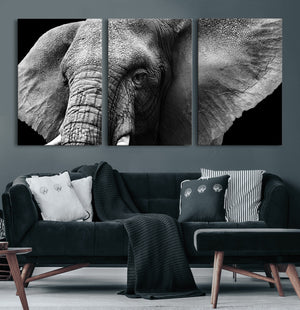 Big Elephant Close Up Wall Art Canvas Print