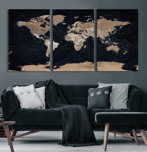 Grunge Wall Art World Map Canvas Print