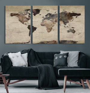 World Map Canvas Print – Detailed Map of the World Adventure